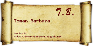 Toman Barbara névjegykártya